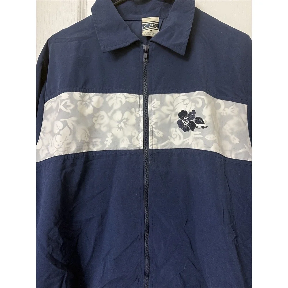 NWT Vintage OP Ocean Pacific 80's 90's Navy Floral Windbreaker Surf Y2K Size M